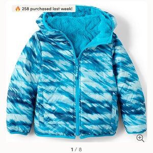 Lands’ End Kids Reversible Insulated Fleece Jacket - XS 4/5